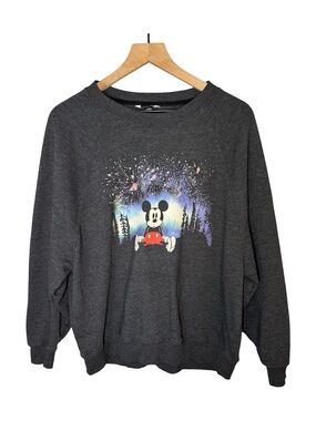Disney X American Eagle Mickey Mouse Fireworks Gray Fleece Sweatshirt Sz M
